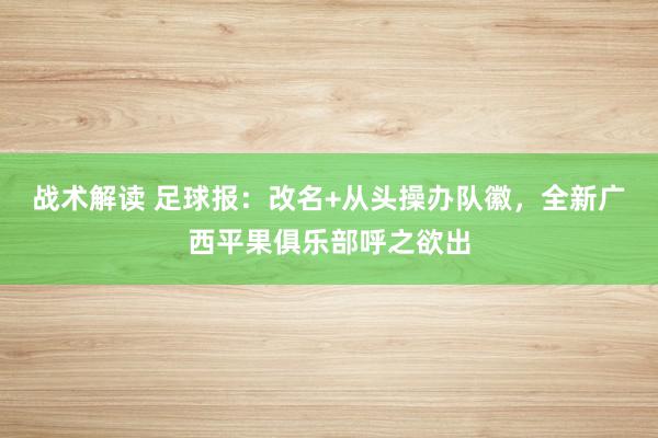 战术解读 足球报：改名+从头操办队徽，全新广西平果俱乐部呼之欲出