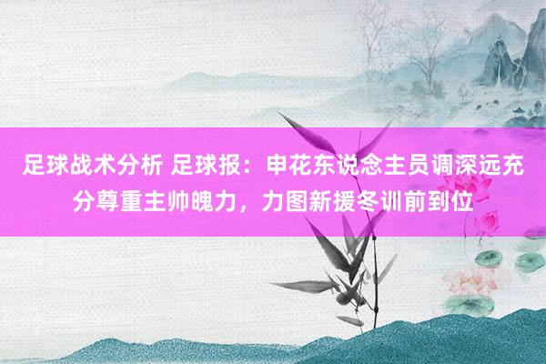 足球战术分析 足球报：申花东说念主员调深远充分尊重主帅魄力，力图新援冬训前到位