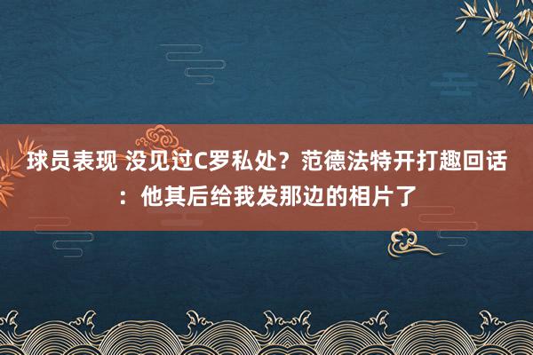 球员表现 没见过C罗私处？范德法特开打趣回话：他其后给我发那边的相片了