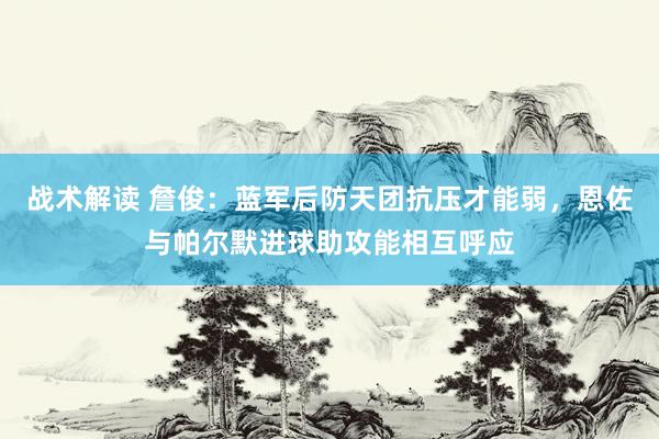 战术解读 詹俊：蓝军后防天团抗压才能弱，恩佐与帕尔默进球助攻能相互呼应