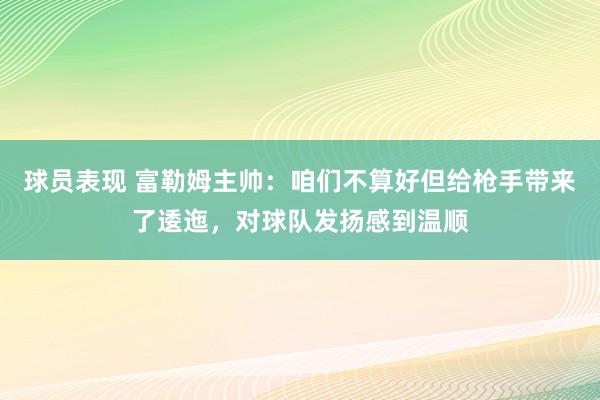 球员表现 富勒姆主帅：咱们不算好但给枪手带来了逶迤，对球队发扬感到温顺