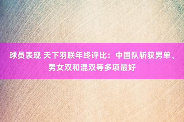 球员表现 天下羽联年终评比：中国队斩获男单、男女双和混双等多项最好